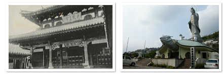 原爆投下前の写真と現在の福済寺